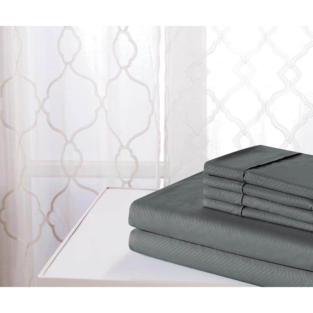 4-Piece Grey Chevron Embossed Bamboo Queen Sheet Set price history on PriceWatchPro