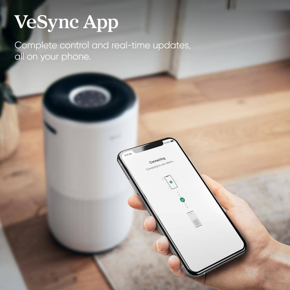 White Smart Floor-Standing Air Purifier with HEPA Filter
