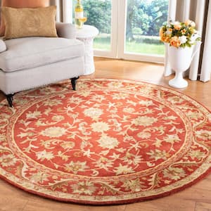 Antiquity Red 5 ft. x 7 ft. Oval Border Area Rug