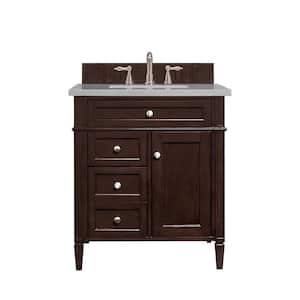 Brittany 30 in. x 23.5 in. D x 34 in. H Single Bath Vanity in Mahogany with Eternal Serena Quartz Top