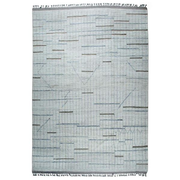 Beige 9 ft. x 13 ft. Hand-Knotted Wool Marrakech Handspun Contemporary Moroccan Style Rug, Area Rug