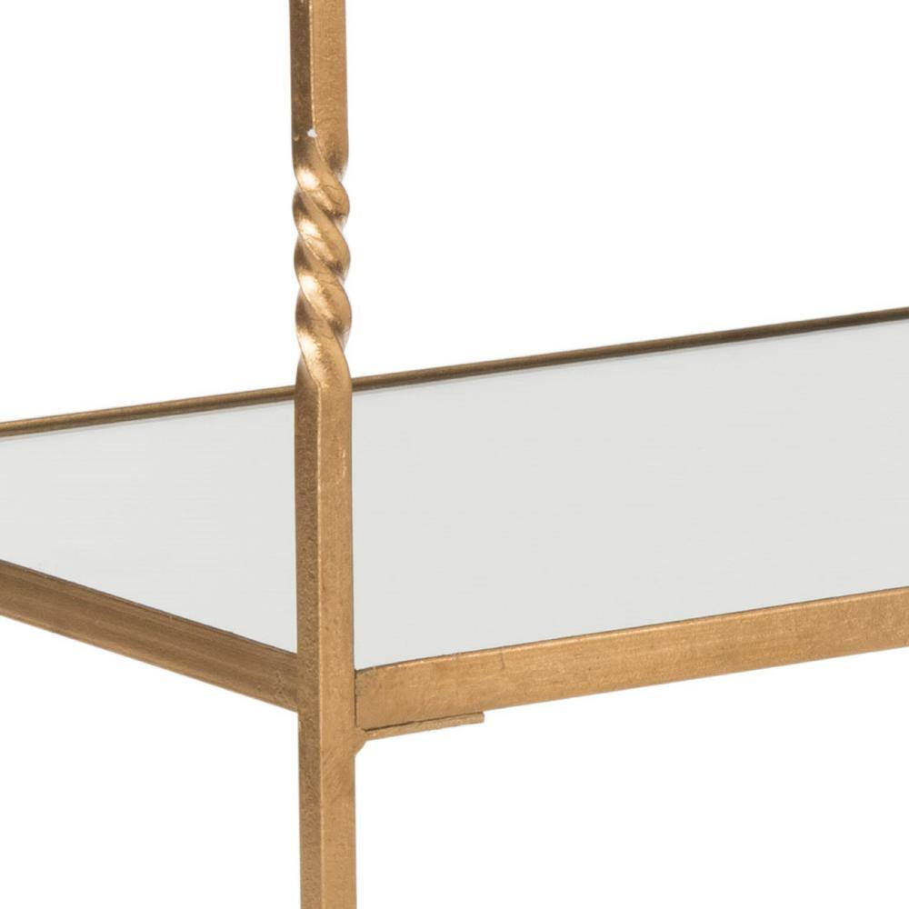 Aurelius 30" Gold Iron Bar Cart with Mirrored Shelves