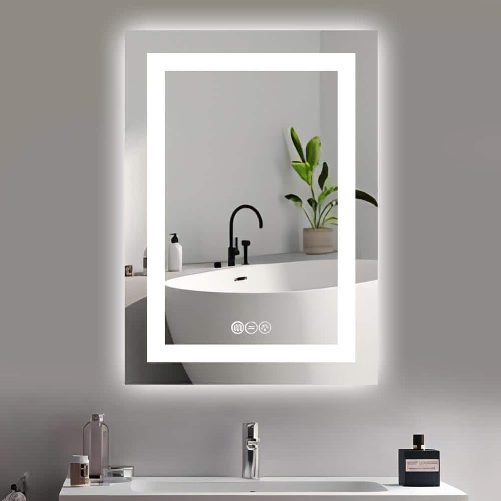 UPIKER 20 in. W x 28 in. H Rectangular Frameless LED Anti Fog Backlit ...