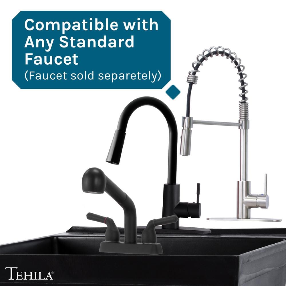 Black Wall Mount Utility Sink with Drain Assembly Kit