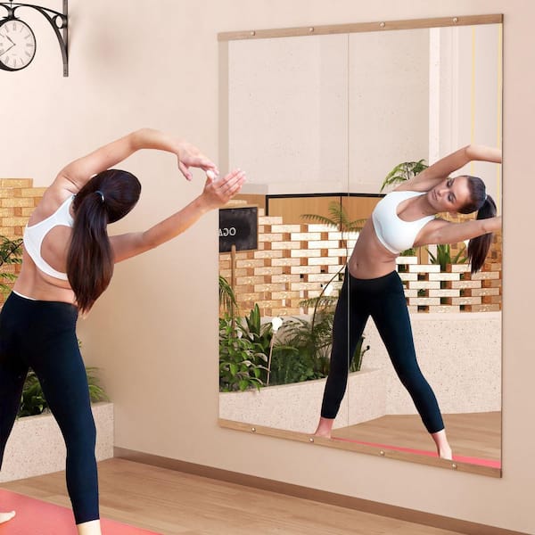 Vosuja 2 Pieces 31 in. W x 71 in. H Walnut Rectangle Frameless