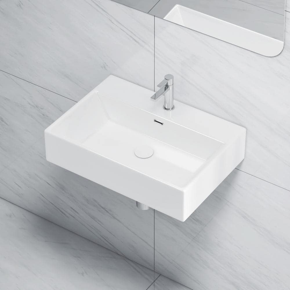 Turner 24" White Ceramic Rectangular Wall-Mount Bathroom Sink