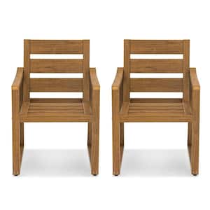 Fox Brown Stationary Square-Leg Recycled Plastic Ply All-Weather Indoor Outdoor Patio Dining Chair (Set of 2)