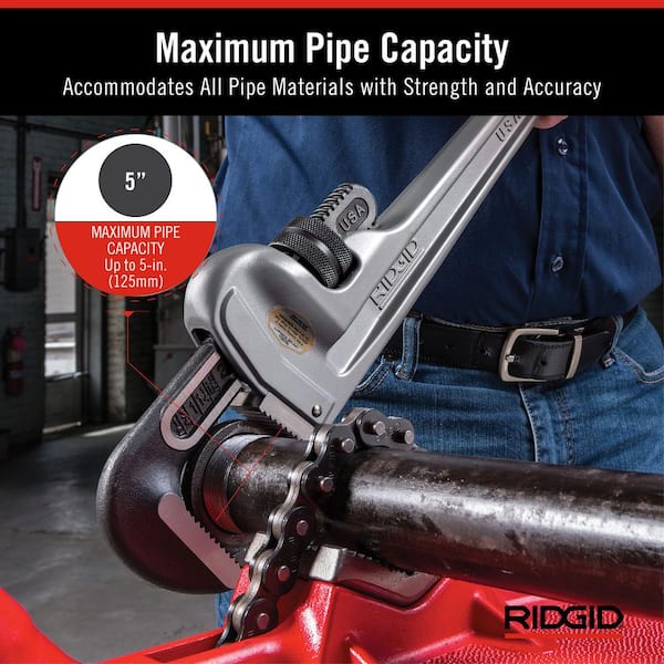 RIDGID 36 in. Aluminum Straight Pipe Wrench for Plumbing, Sturdy