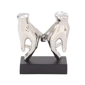 Silver Polystone Hands Sculpture