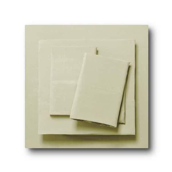 LDC LUX DECOR COLLECTION 4-Piece Beige Solid Color Microfiber and Bamboo Blend Full Sheet Set
