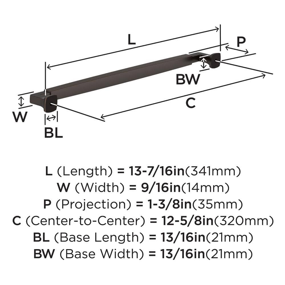 Oil-Rubbed Bronze 12-5/8" Modern Cabinet Pull with Mounting Hardware