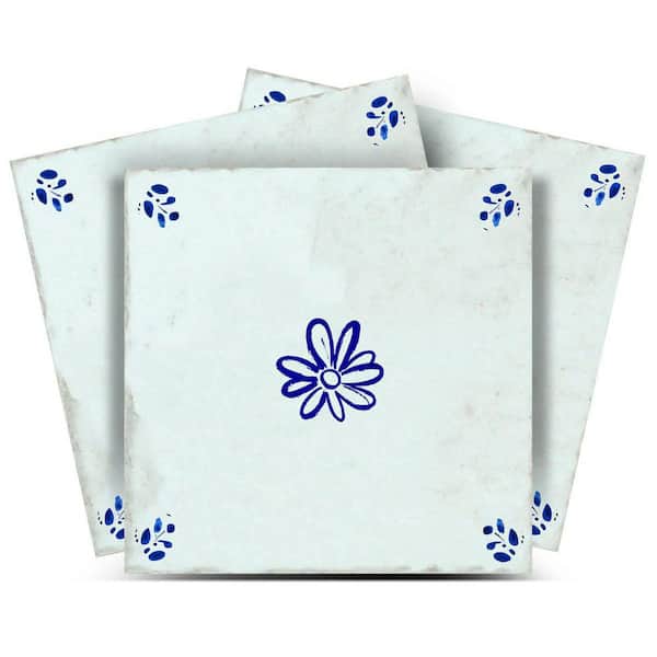 Blue D49 4 in. x 4 in. Vinyl Peel and Stick Tile (24 Tiles, 2.67 sq. ft. /pack)