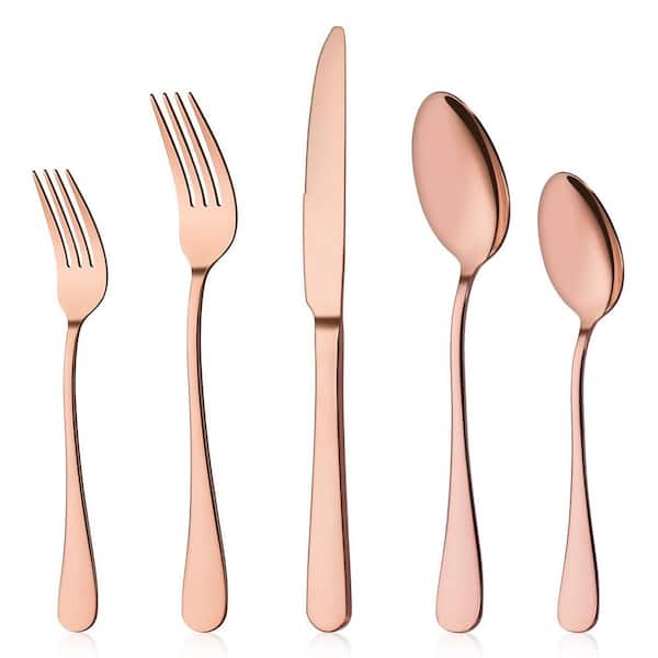 Unbranded 20-Piece Stainless Steel Flatware Serving Set-Rose Gold Service for 4, Flatware Set Include Spoons Forks and Knives