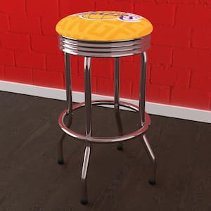 Los Angeles Lakers City 29 in. Yellow Backless Metal Bar Stool with Vinyl Seat
