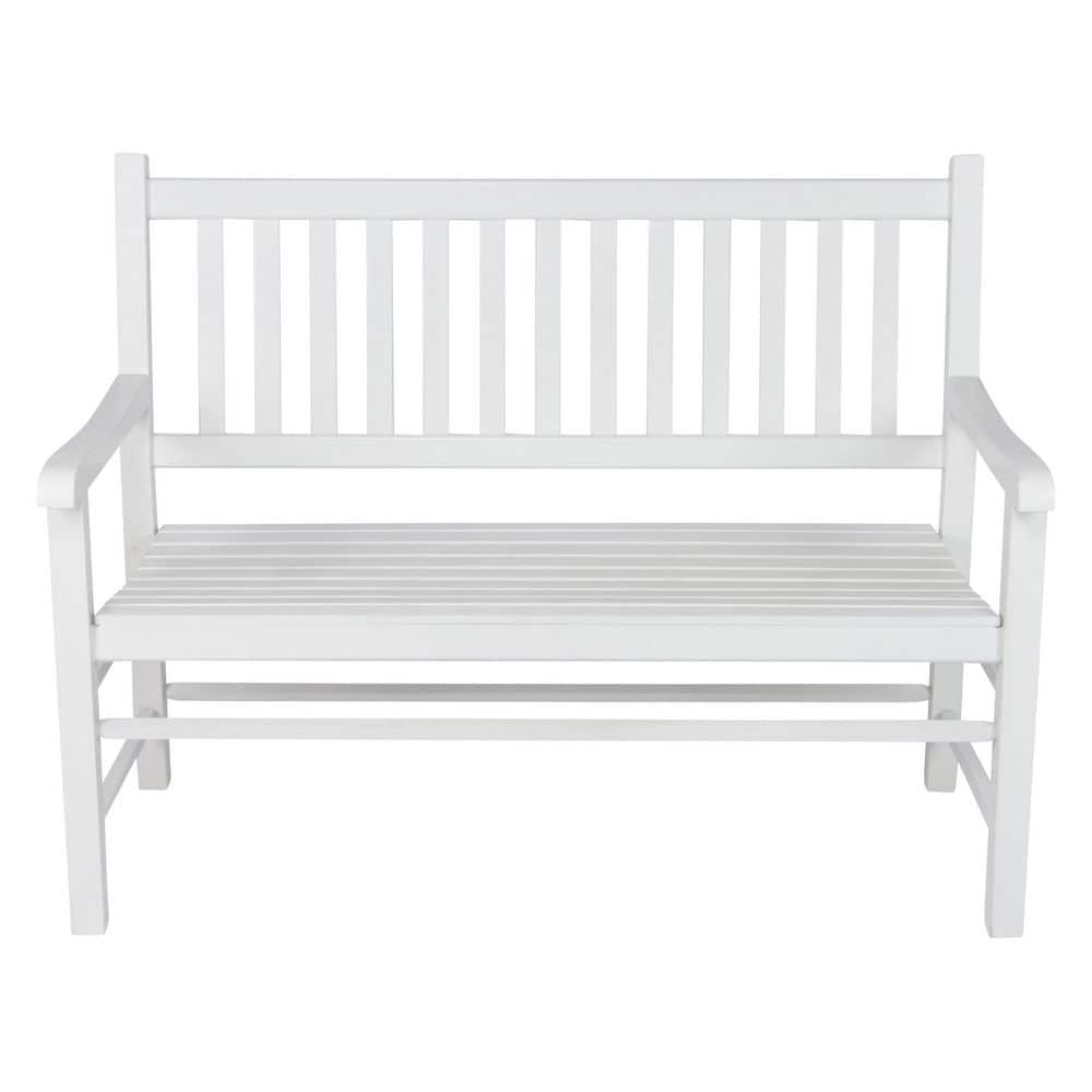 Shine Company 48 in. L White Wooden Outdoor Eden Garden Bench, Yard ...