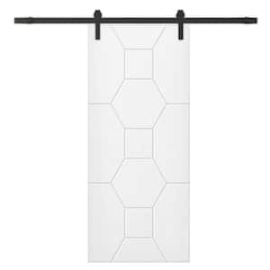 42 in. x 80 in. White Stained Composite MDF Paneled Interior Sliding Barn Door with Hardware Kit