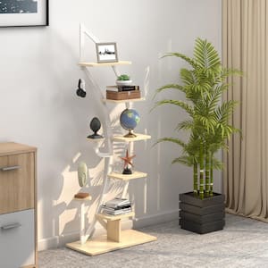 6-Tier 9 Potted Metal Plant Stand Holder Display Shelf with Hook-White