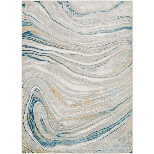 Livabliss San Francisco Blue 9 ft. x 12 ft. Abstract Indoor Area Rug