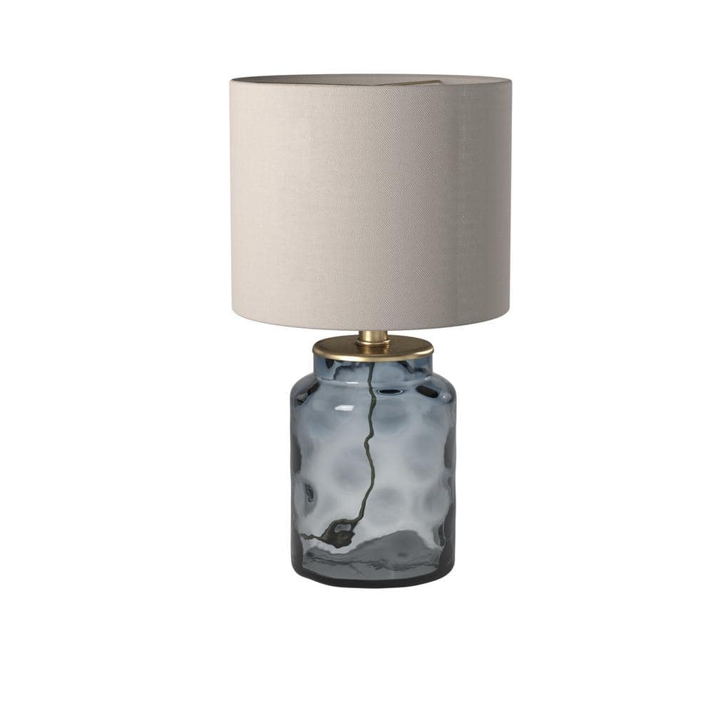 Ashburn 15'' Blue Glass Transitional Table Lamp with White Shade