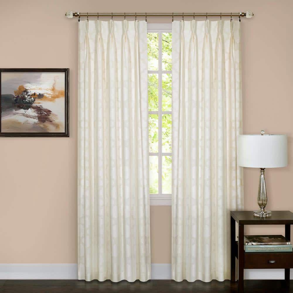 Ivory Blackout Velvet Pinch Pleat Curtain Panel, 34 x 84 Inch