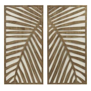 2-Tone 2-Piece Wood Panel Wall Decor Set Wooded Wall Art with 2 D-Ring Hangers