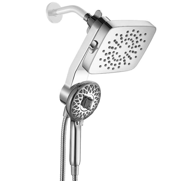 Magnetic 2-in-1 7-Spray Adjustable Dual Shower Heads Wall Mount Fixed and Handheld Shower Head 2.5 GPM in Chrome