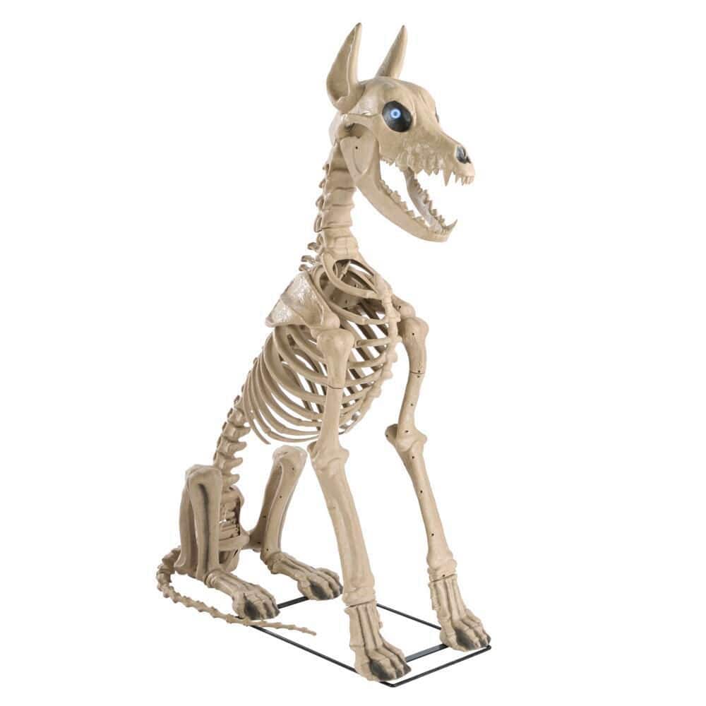 Home Accents Holiday 5 ft. Grave & Bones Skelly's Sitting Dog with LifeEyes™ LCD Eyes H22 25SV25064 - The Home Depot