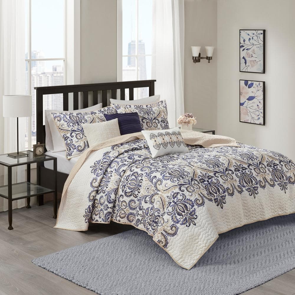 Madison Park Cardiff 6-Piece Navy/Tan King/California King Reversible  Coverlet Set MP13-1522 - The Home Depot