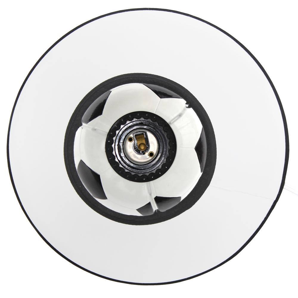11.5" White and Black Ceramic Soccer Ball Table Lamp