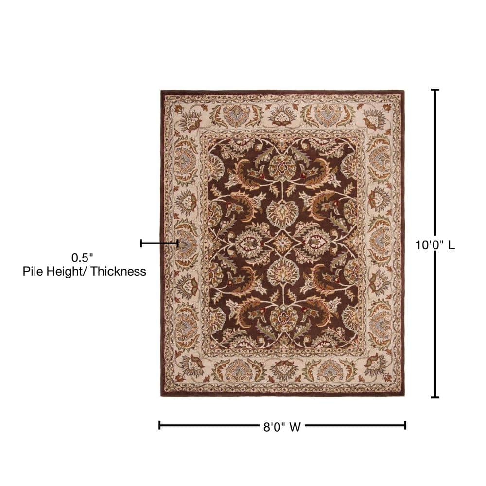 Ivory and Brown Hand-Tufted Wool 8' x 10' Area Rug