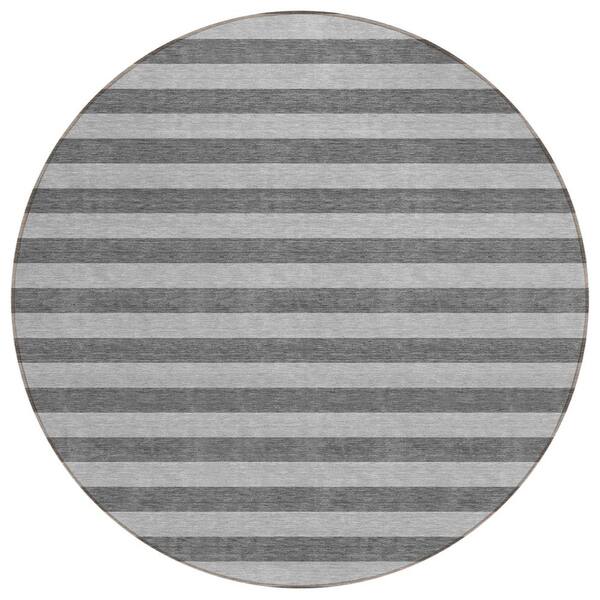 Addison Rugs Chantille ACN530 Granite 8 ft. x 8 ft. Round Machine Washable Indoor/Outdoor Geometric Area Rug