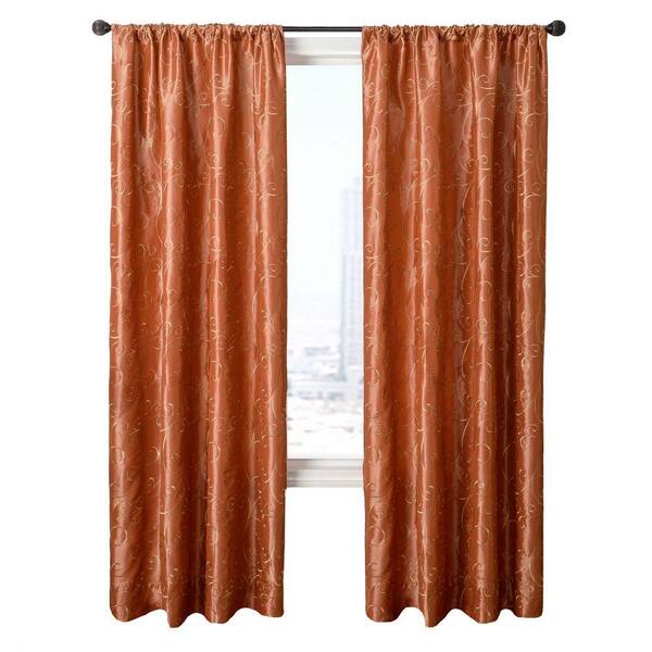 Home Decorators Collection Sheer Pumpkin Chateau Rod Pocket Curtain - 55 in.W x 96 in. L