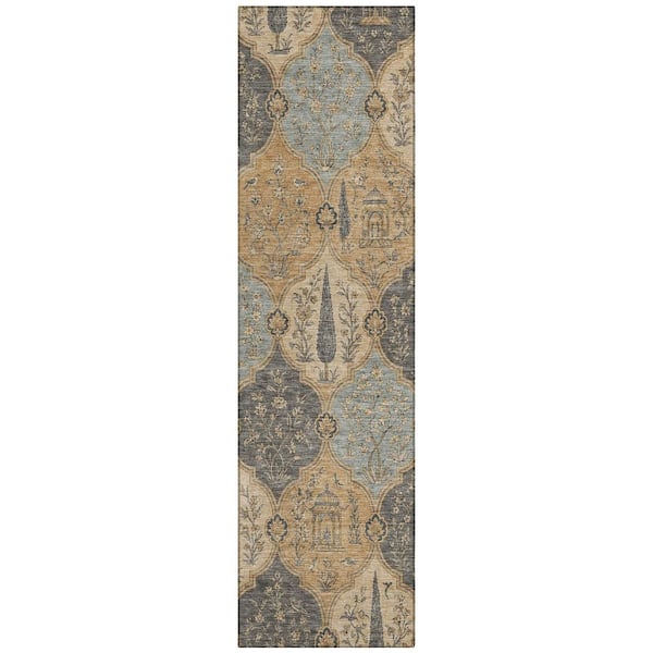 Chantille Machine Washable Indoor/Outdoor Abstract ACN3018 Gray 2 ft. x 7 ft. Runner Rug