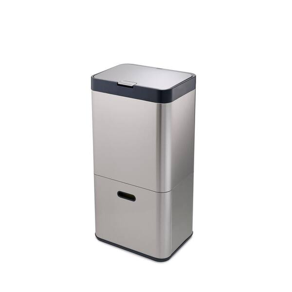 Joseph Joseph Totem 60S 15.8 Gal. Indoor Stainless Steel Trash Can with Recycling Unit