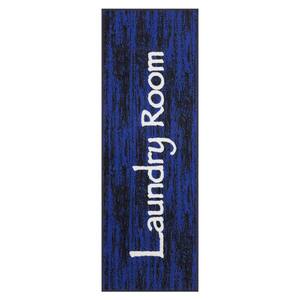 Laundry Collection Non-Slip Rubberback Laundry Text 2x5 Laundry Room Runner Rug, 20 in. x 59 in., Black/Blue