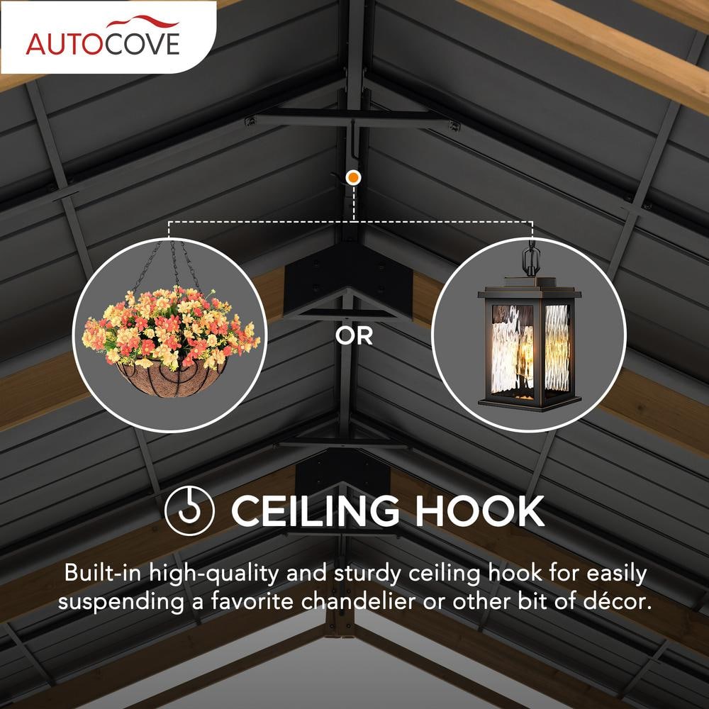Large Cedar Wood Carport with Black Metal Roof