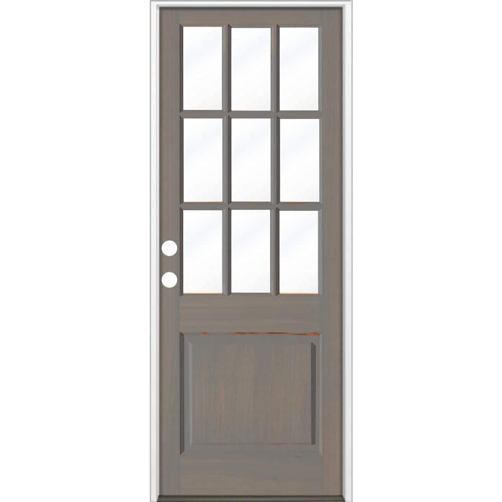 Krosswood Doors 36 in. x 96 in. Farmhouse Beveled 9-Lite Clear Glass ...