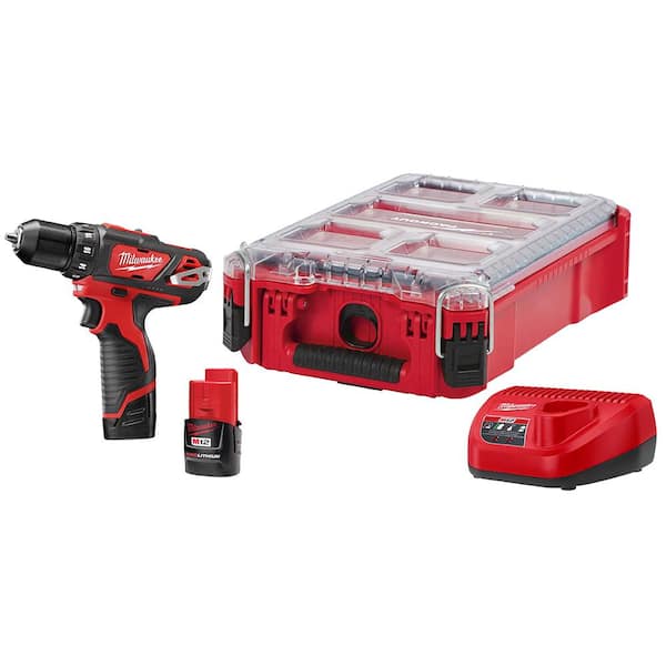 M12 12-Volt Lithium-Ion Cordless 3/8 in. Drill/Driver Kit with PACKOUT Case and Two 1.5 Ah Batteries, Charger