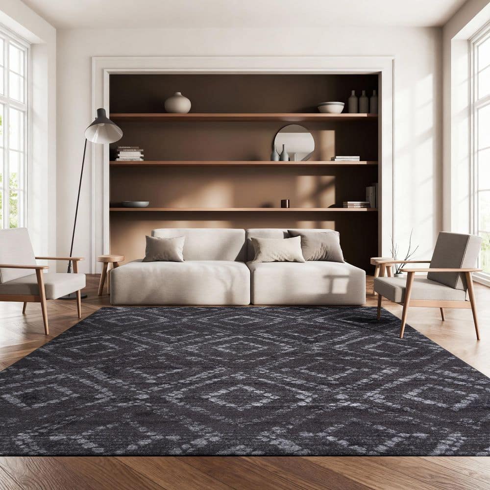 Adirondack 4 ft. x 4 ft. Square Dark Gray/Gray Multi-Diamonds Area Rug price history on PriceWatchPro