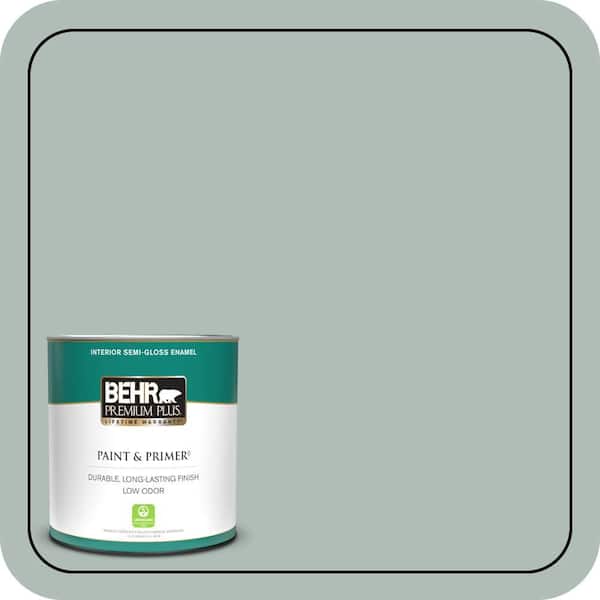 BEHR PREMIUM PLUS 1 qt. Home Decorators #HDC-NT-25 Dew Semi-Gloss Enamel Low Odor Interior Paint & Primer