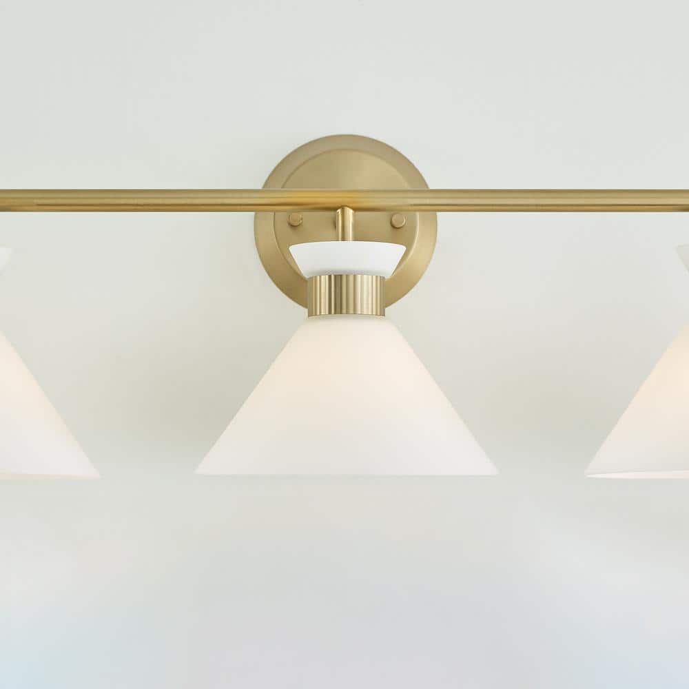 Satin Brass 3-Light Vanity with Etched Glass Shades