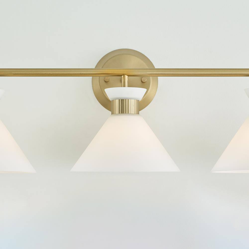 Satin Brass 3-Light Vanity with Etched Glass Shades