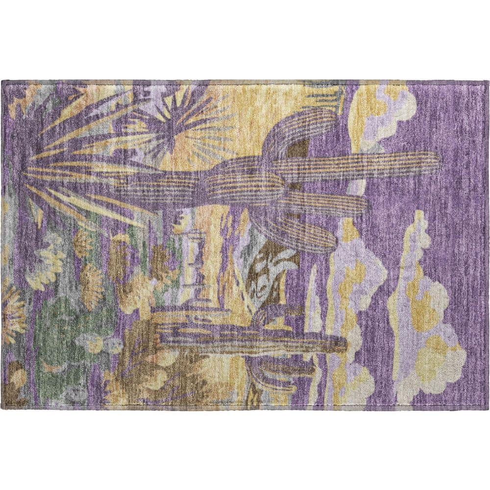 Mayfield Premium Machine Washable Abstract AMF2496 Purple 3 ft. x 4 ft. Area Rug price history on PriceWatchPro