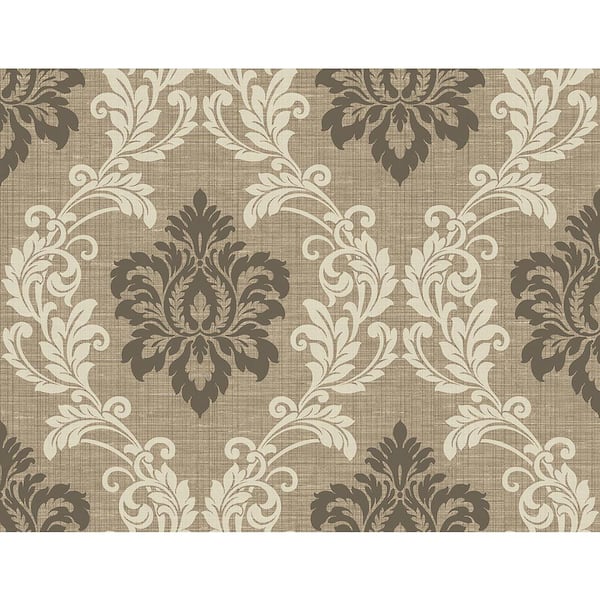 Kenneth James Adela Light Brown Twill Damask Vinyl Strippable Wallpaper (Covers 60.8 sq. ft.)