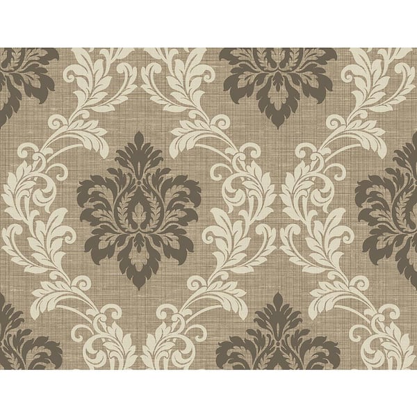 Adela Light Brown Twill Damask Sample Light Brown Wallpaper Sample
