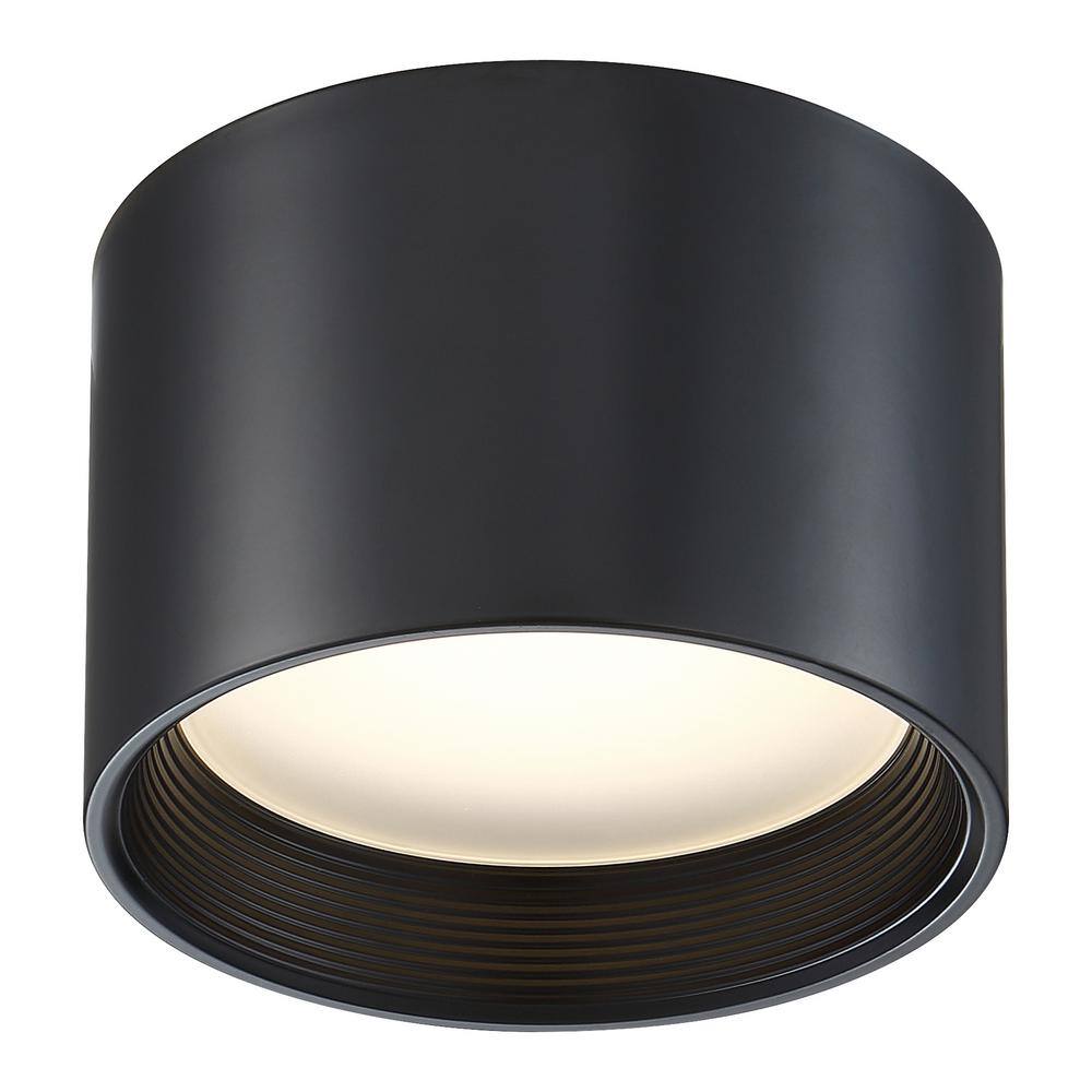 Black Aluminum Drum LED Indoor/Outdoor Flush Mount Light