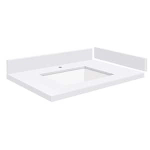 Silestone 25.5 in. W x 22.25 in. D Quartz White Rectangular Single Sink Vanity Top in Miami White