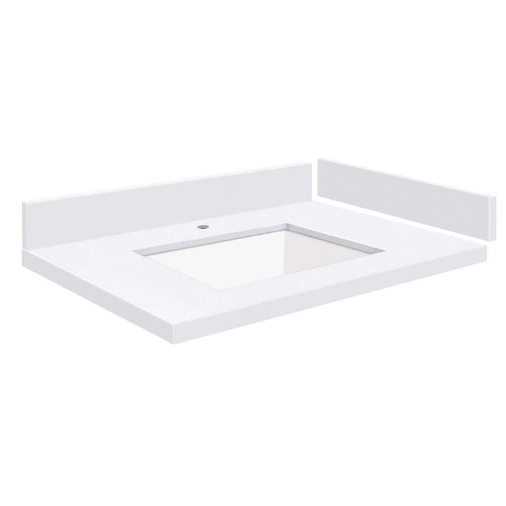 Silestone 28.25 in. W x 22.25 in. D Quartz White Rectangular Single Sink Vanity Top in Miami White price history on PriceWatchPro