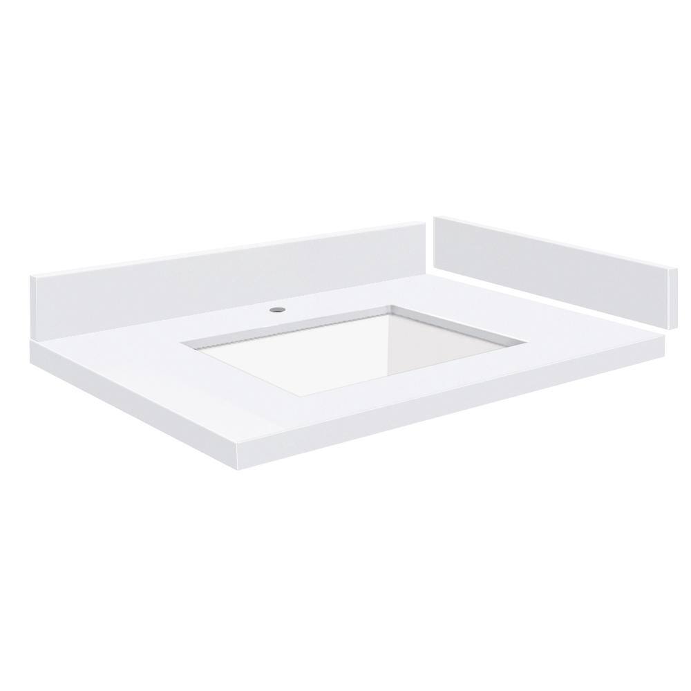 Silestone 28.5 in. W x 22.25 in. D Quartz White Rectangular Single Sink Vanity Top in Miami White price history on PriceWatchPro