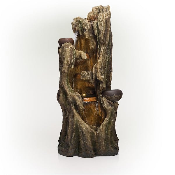 52 in. Tall Indoor/Outdoor Waterfall Willow Tree Fountain with LED Lights